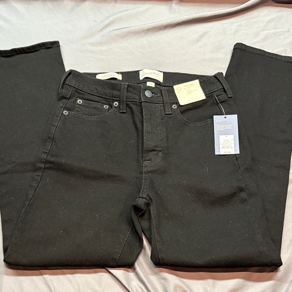 NWT Universal Thread Women's Size 4‎ Mid-Rise 80s Slim Fit Black Jeans #Denim